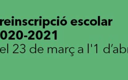 Preinscripció i matriculació per al curs 2020-2021