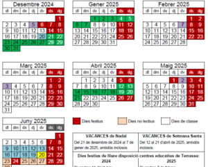 Calendari del curs 2024-2025